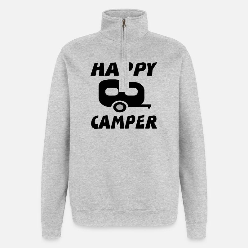 Campeur - Sweat à zip 1/4 - gris chiné