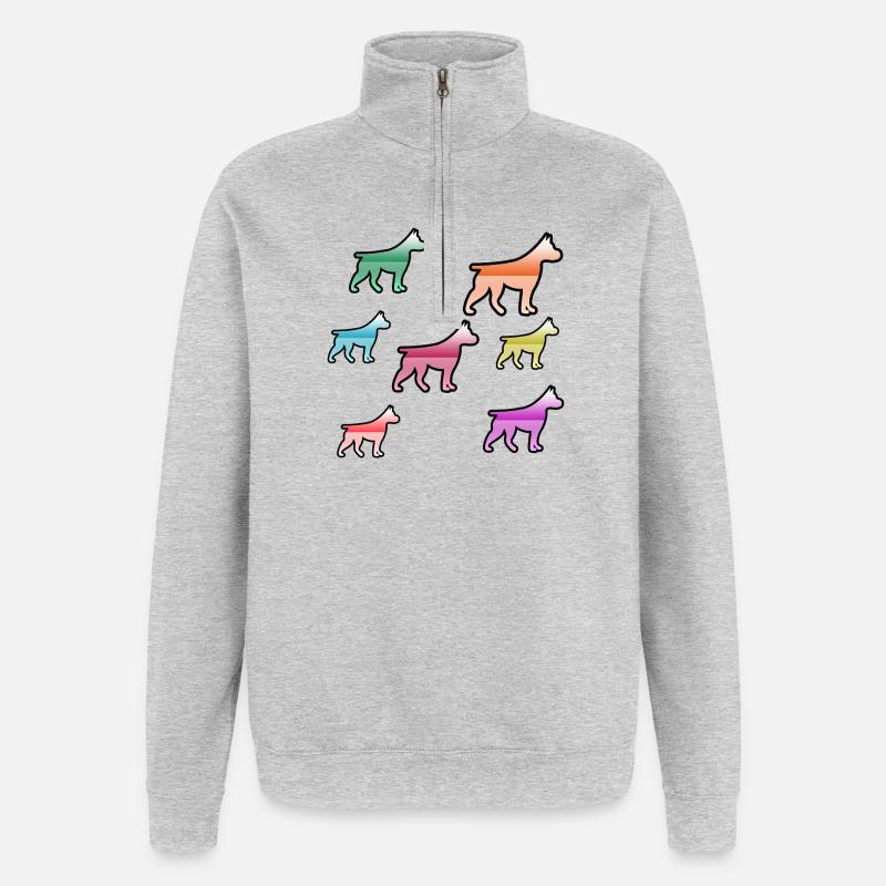 Hunde - Quarter-Zip-Sweatshirt - Grau meliert