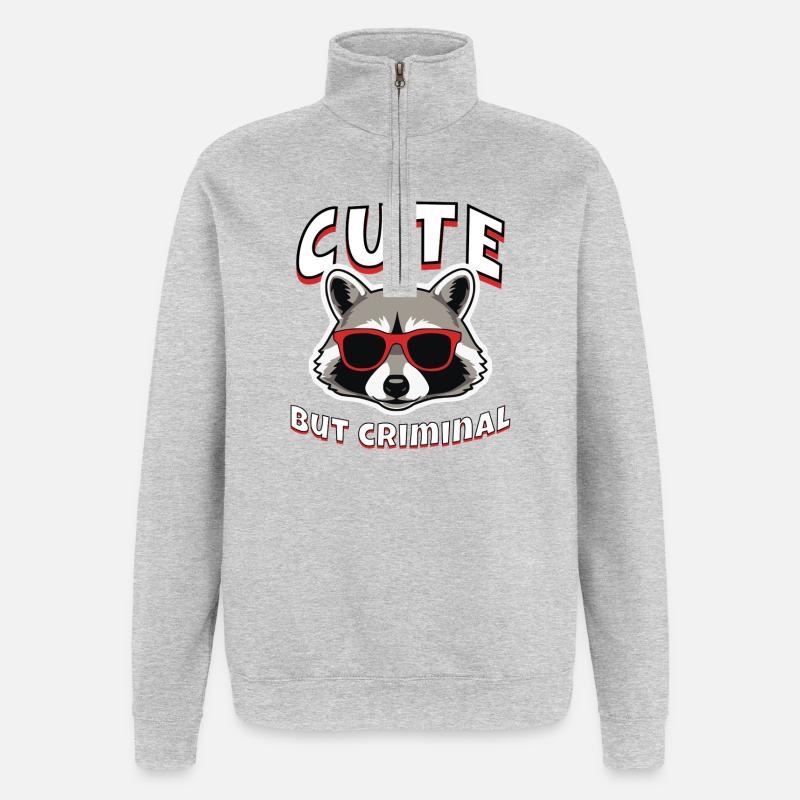 Raton laveur mignon mais criminel - Sweat à zip 1/4 - gris chiné