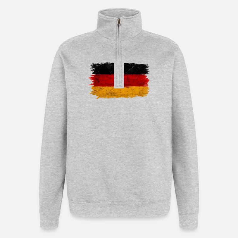 Drapeau allemand - Sweat à zip 1/4 - gris chiné
