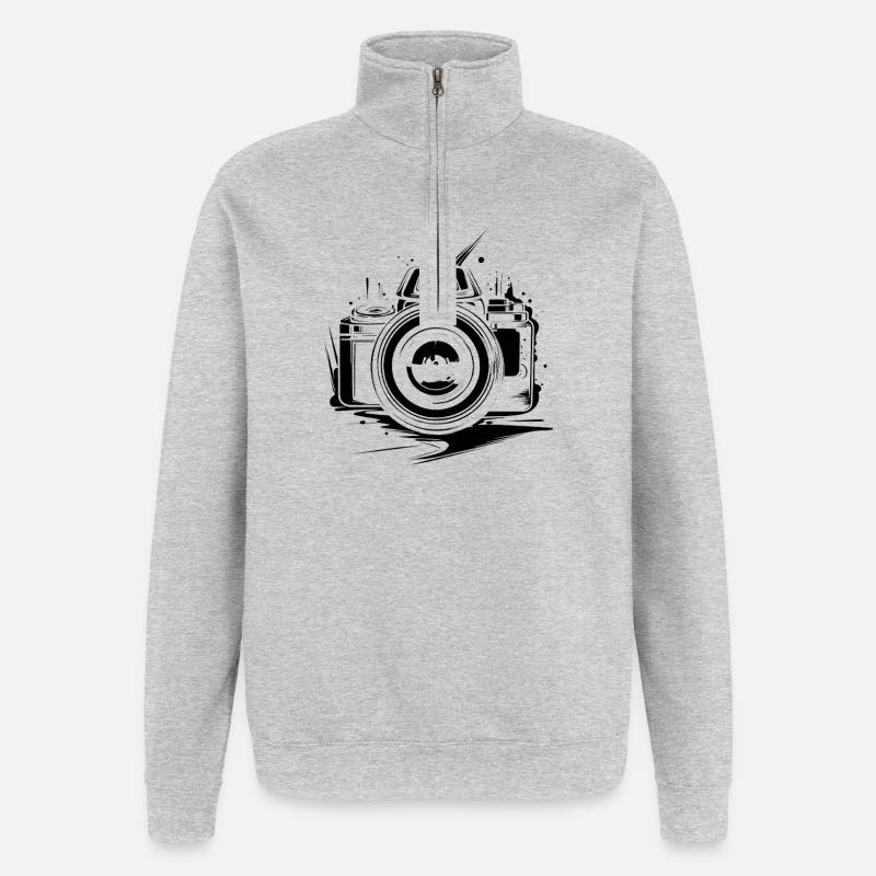 Caméra - Sweat à zip 1/4 - gris chiné