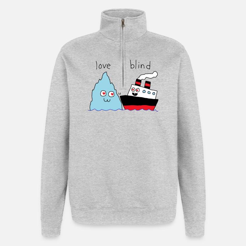 L’amour est aveugle - Sweat à zip 1/4 - gris chiné