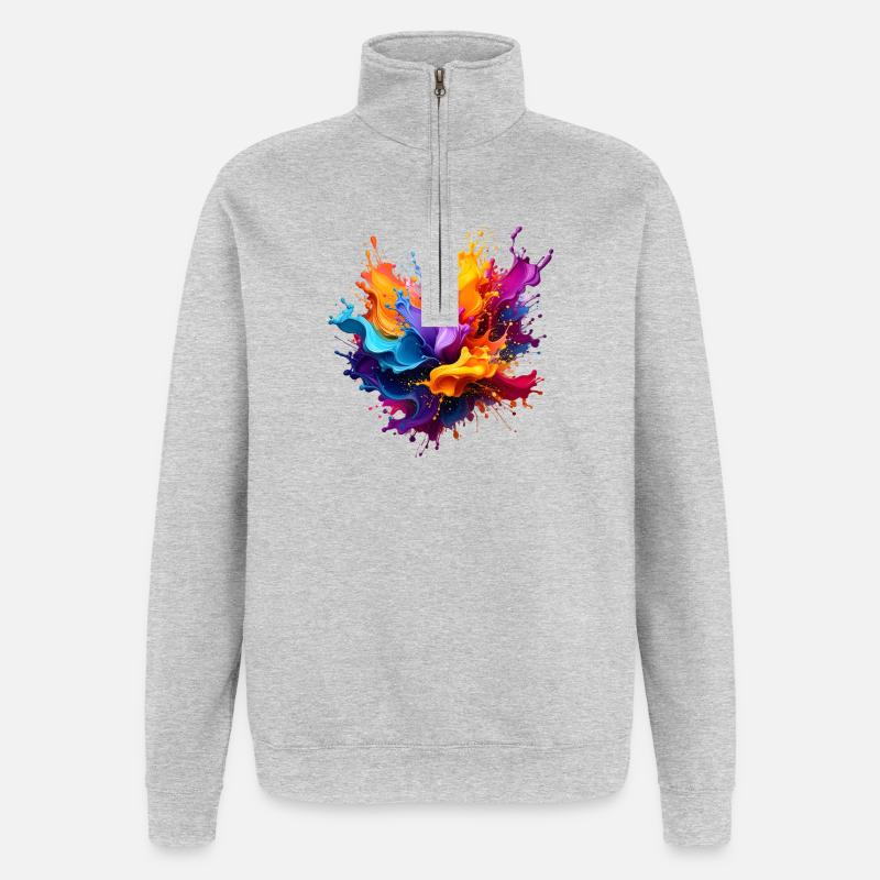 Paint Splash Explosion - Quarter-Zip Sweatshirt - heather grey
