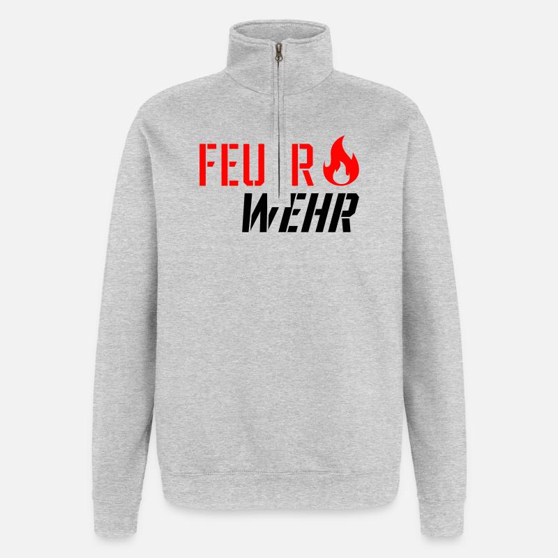 Pompiers - Sweat à zip 1/4 - gris chiné
