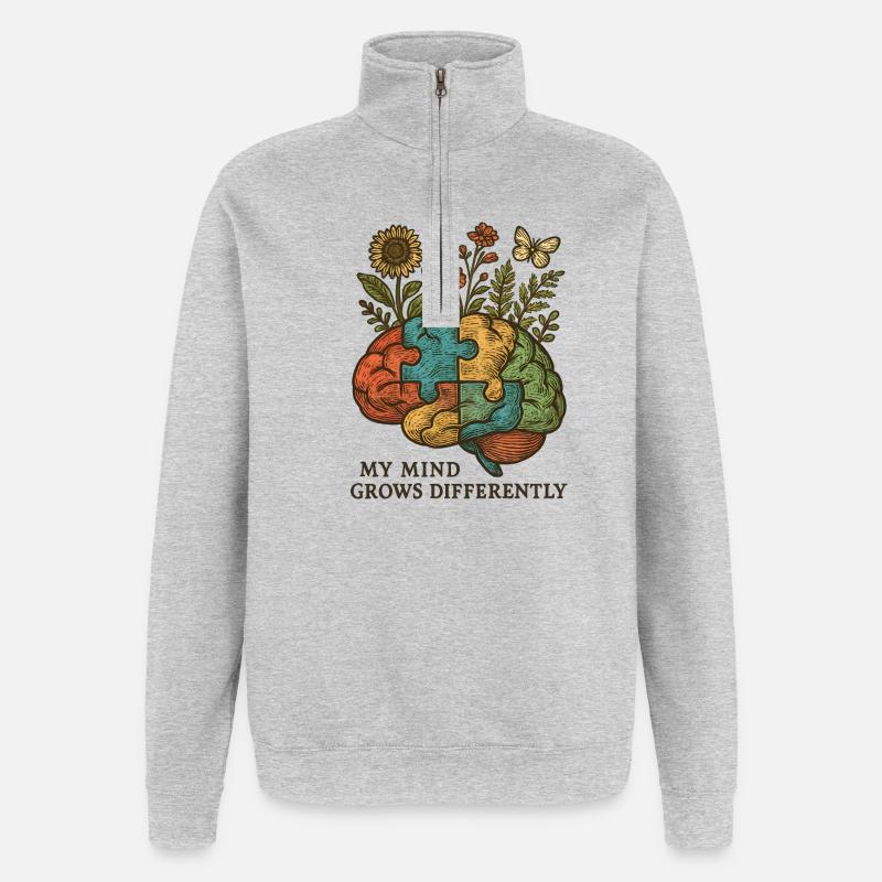 Le casse-tête évolue différemment - Sweat à zip 1/4 - gris chiné