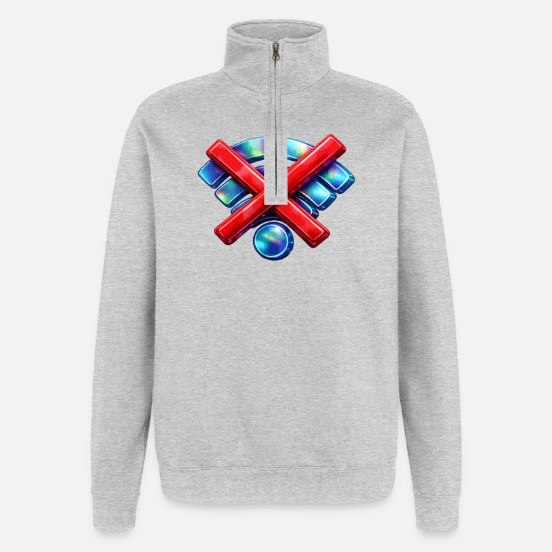 Pas de WIFI - Sweat à zip 1/4 - gris chiné