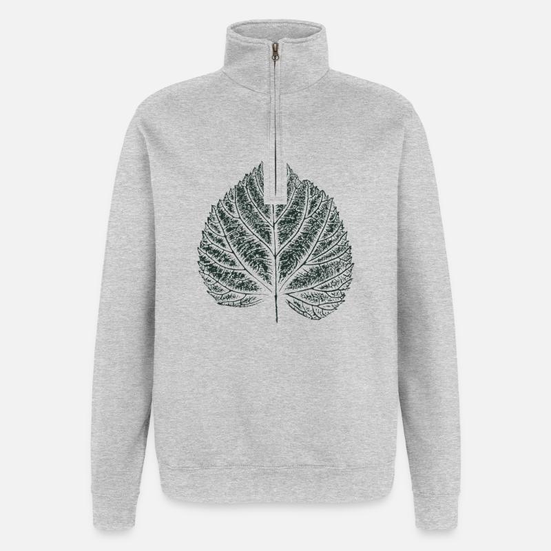 Feuille de tilleul - Feuilles naturelles - Sweat à zip 1/4 - gris chiné