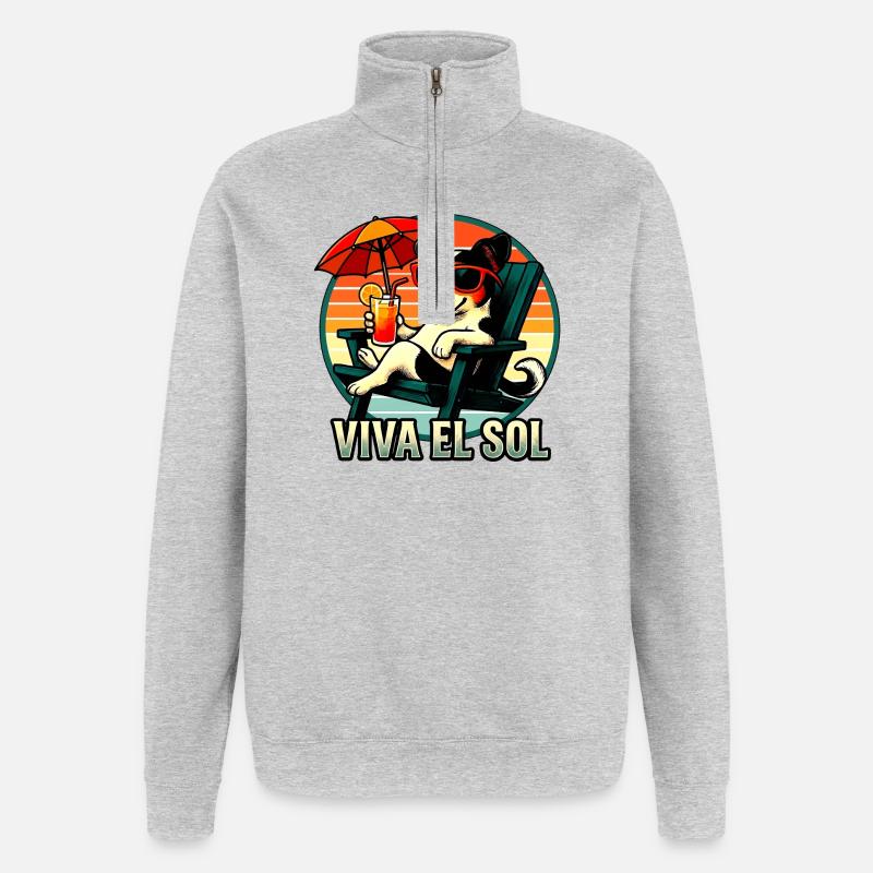 VIVA EL SOL - Quarter-Zip-Sweatshirt - Grau meliert