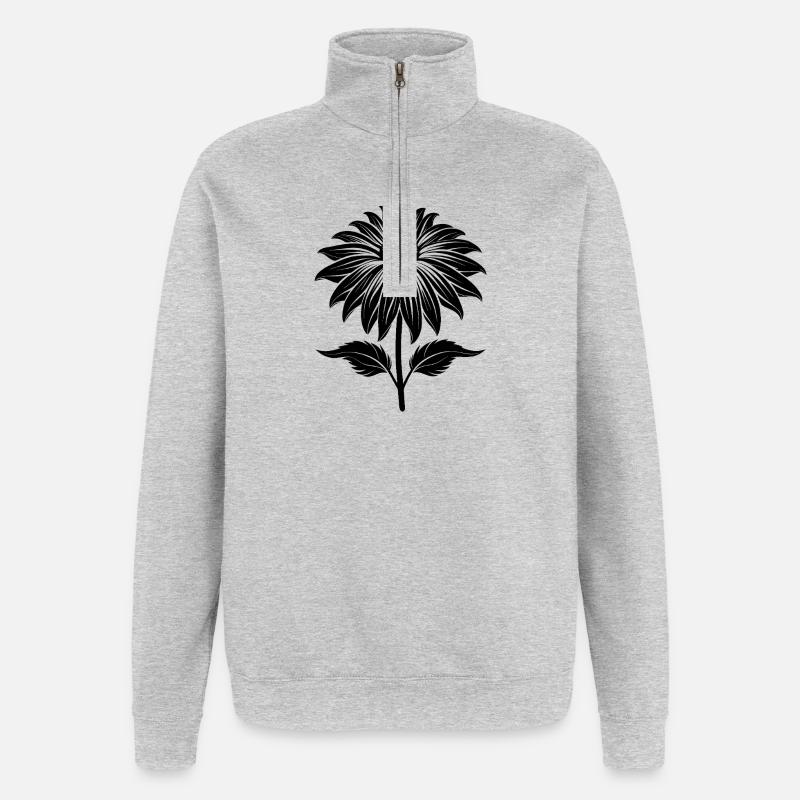 Échinacée - Sweat à zip 1/4 - gris chiné