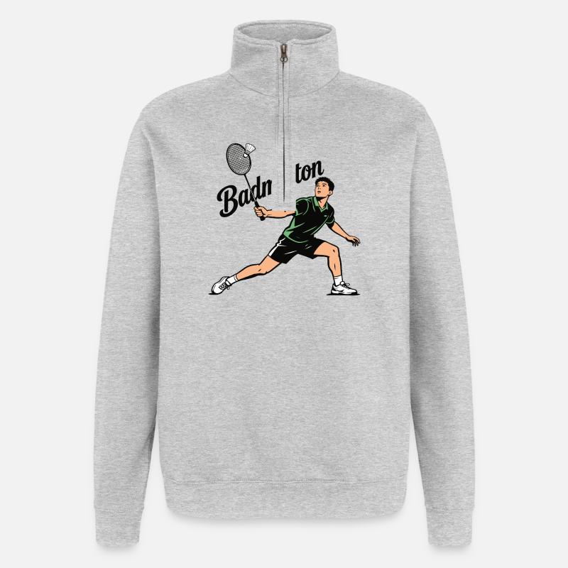 Badmintonsport - Quarter-Zip-Sweatshirt - Grau meliert