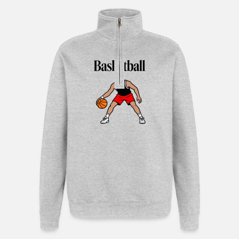 basket-ball - Sweat à zip 1/4 - gris chiné