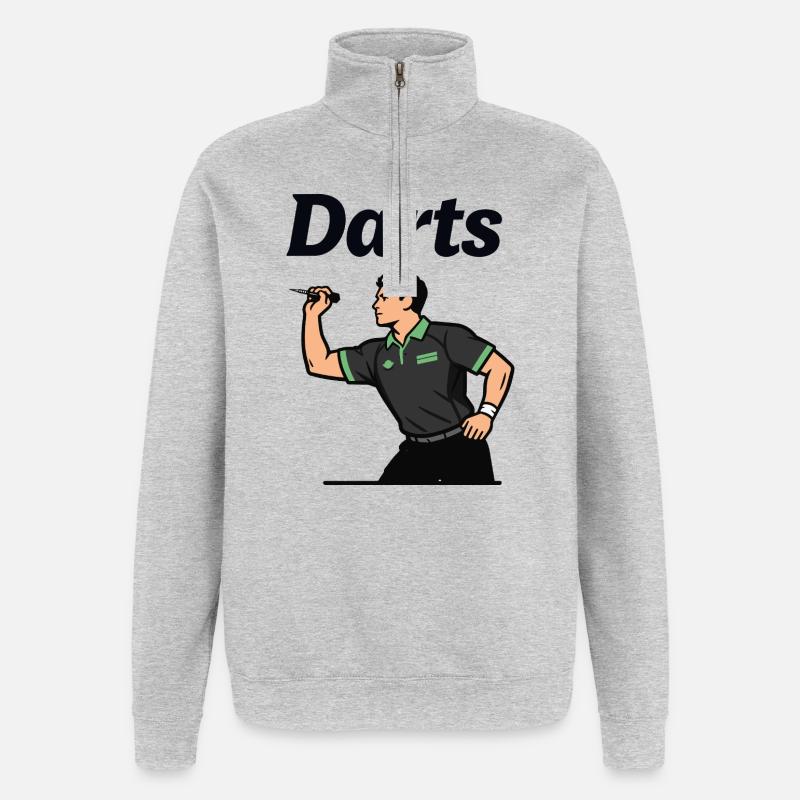 Joueur de fléchettes - Sweat à zip 1/4 - gris chiné