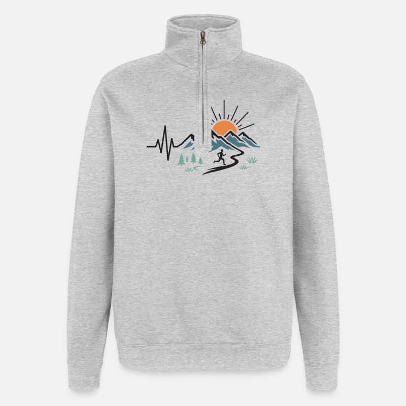 Trail running - Sweat à zip 1/4 - gris chiné