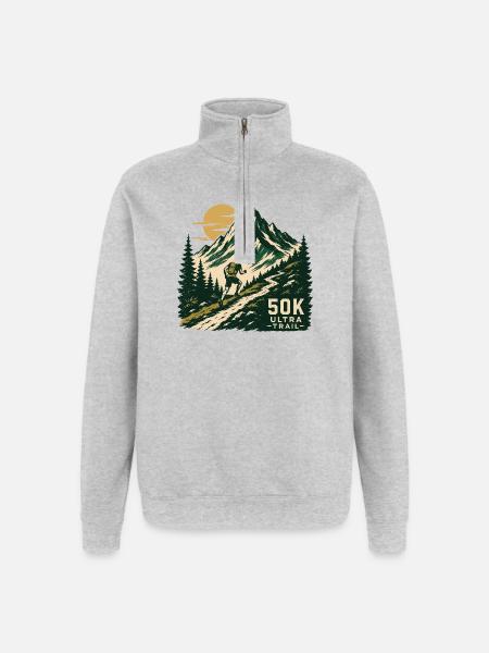 Course sur sentier - Ultra Trail - Sweat à zip 1/4 - gris chiné