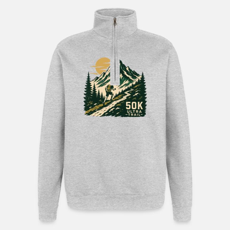 Trailrunning – Ultra Trail - Quarter-Zip-Sweatshirt - Grau meliert