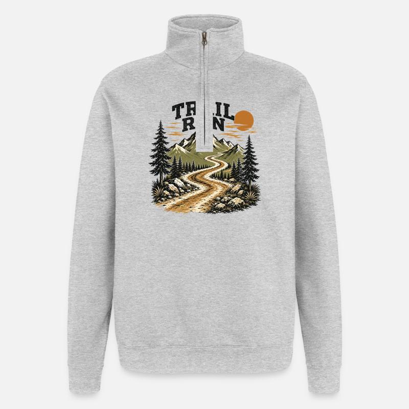 Trail Run - Quarter-Zip-Sweatshirt - Grau meliert
