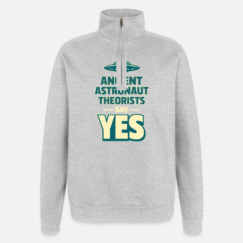 Ancient Astronaut Yes - Sweat à zip 1/4 - gris chiné
