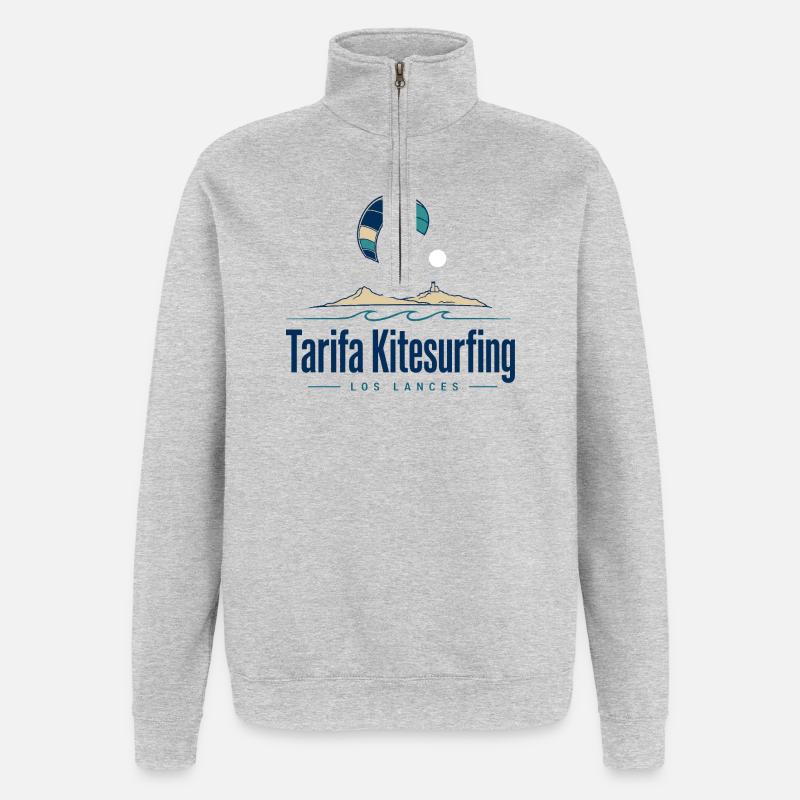 Tarifa Kitesurfing Paragleiter Insel - Quarter-Zip-Sweatshirt - Grau meliert
