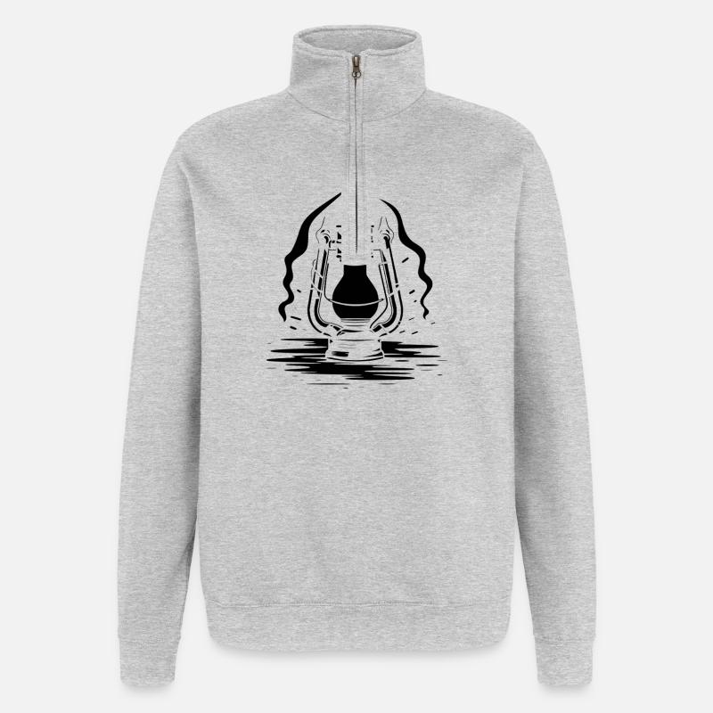 Dessin de lanterne - Sweat à zip 1/4 - gris chiné