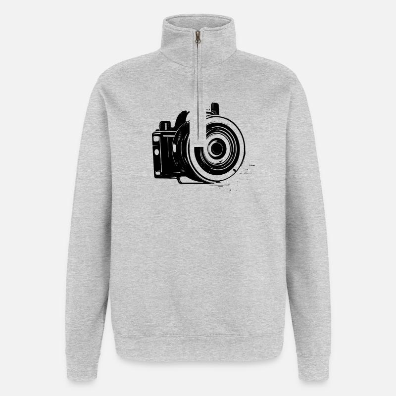 Camera Drawing - Quarter-Zip Sweatshirt - heather grey