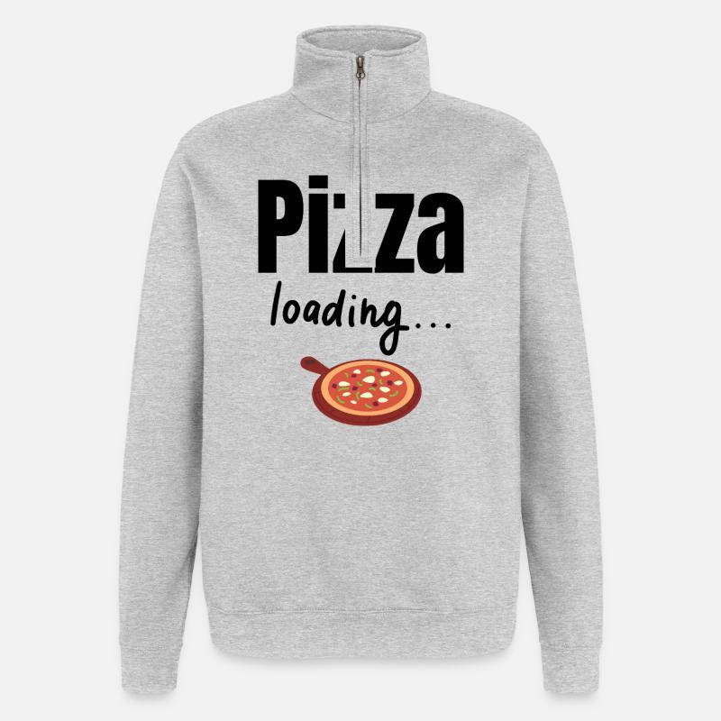 Pizza loading - Quarter-Zip-Sweatshirt - Grau meliert