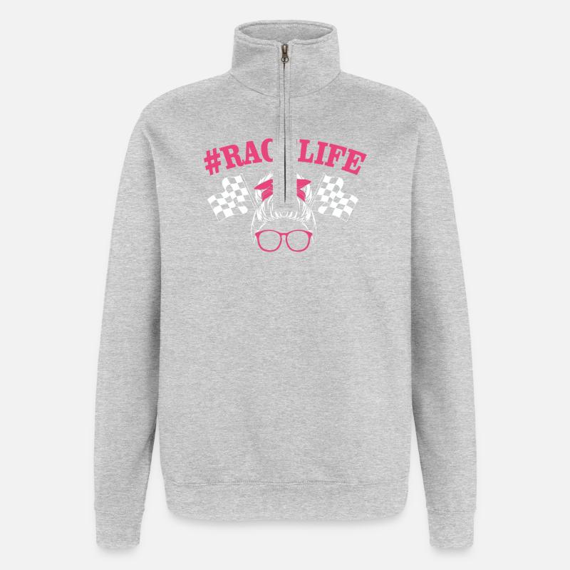 Course de dragsters - Sweat à zip 1/4 - gris chiné