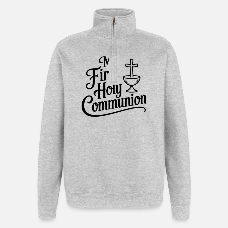 Ma première communion - Sweat à zip 1/4 - gris chiné