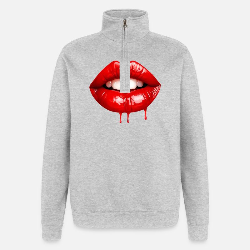 Lipps, Design #2 - Sweat à zip 1/4 - gris chiné