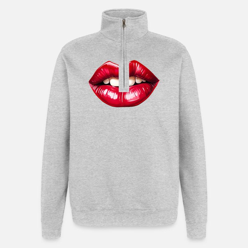 Lipps, Design #1 - Quarter-Zip Sweatshirt - heather grey