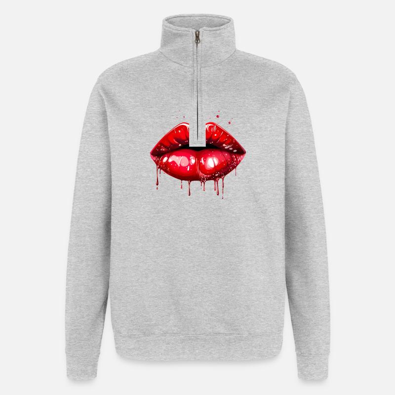Lipps, Design #3 - Sweat à zip 1/4 - gris chiné