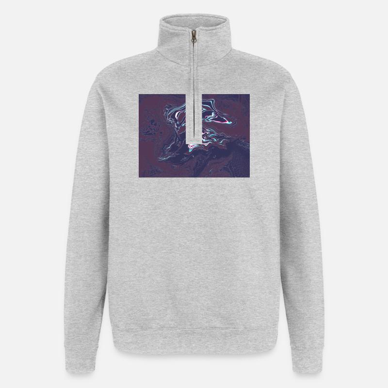 Vortex en tourbillon néon - Sweat à zip 1/4 - gris chiné