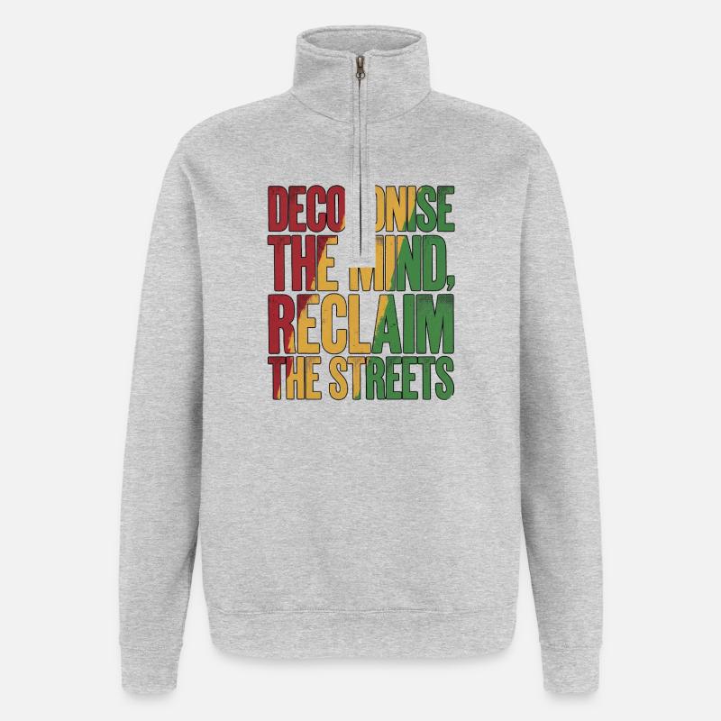 Décolonisation - Sweat à zip 1/4 - gris chiné
