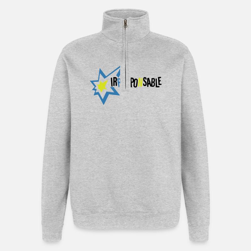 Irresponsable - Sweat à zip 1/4 - gris chiné
