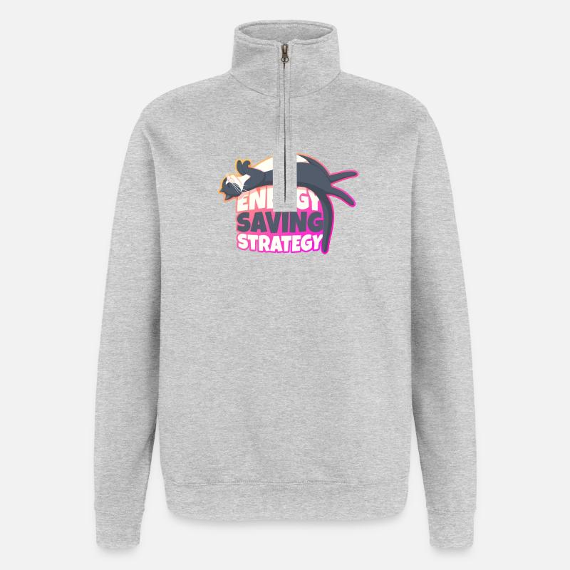Energy Saving Strategy Cat - Quarter-Zip Sweatshirt - heather grey