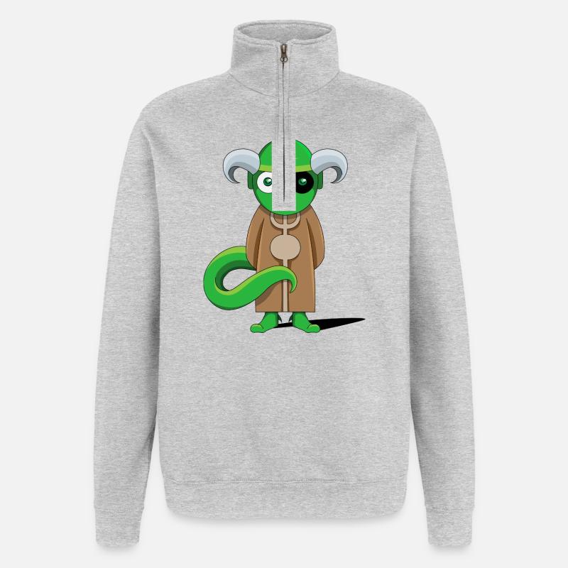 Démon Vert en robe marron - Sweat à zip 1/4 - gris chiné