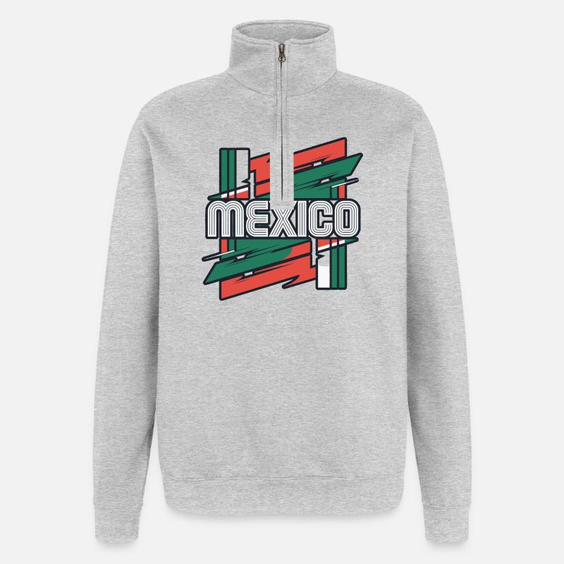 Mexique - Sweat à zip 1/4 - gris chiné