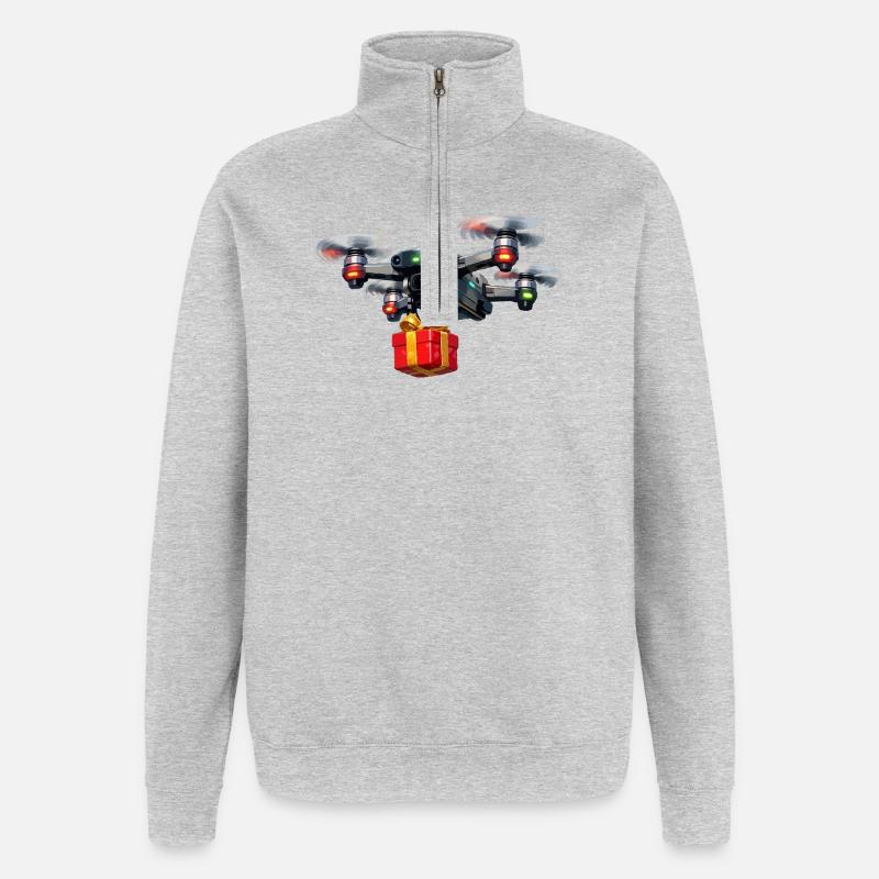 Drone avec don - Sweat à zip 1/4 - gris chiné