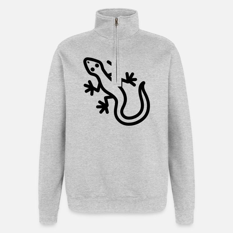 lézard - Sweat à zip 1/4 - gris chiné