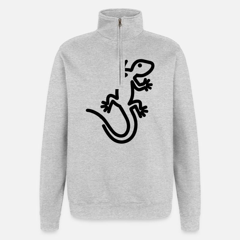 lézard - Sweat à zip 1/4 - gris chiné