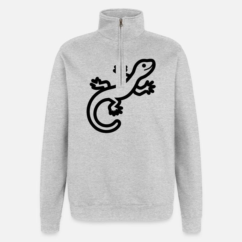 Eidechse - Quarter-Zip-Sweatshirt - Grau meliert