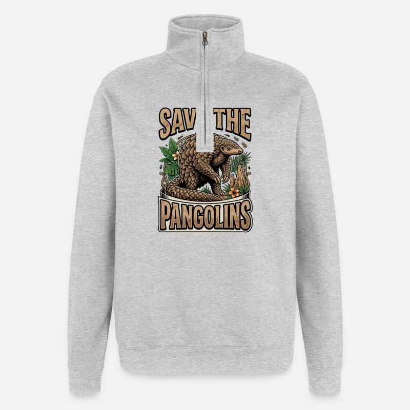 Rette Pangoline – Pangolin Schutz - Quarter-Zip-Sweatshirt - Grau meliert