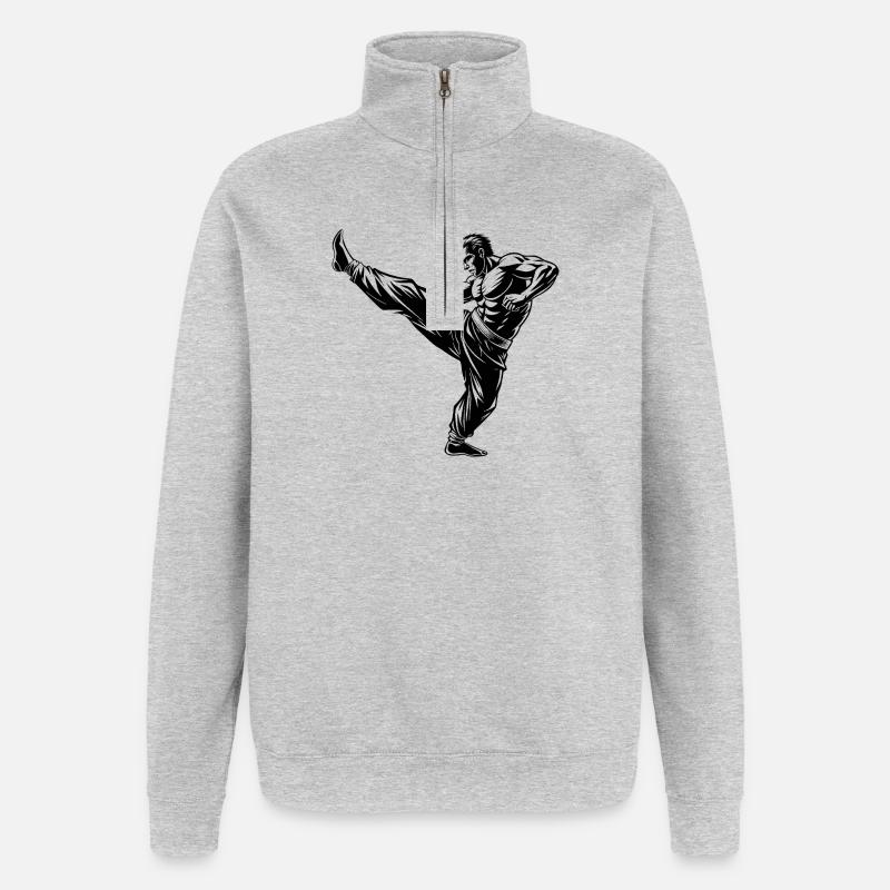 Fighter Kick - Quarter-Zip-Sweatshirt - Grau meliert