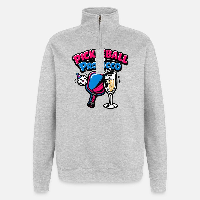 Pickleball Prosecco Logo - Sweat à zip 1/4 - gris chiné