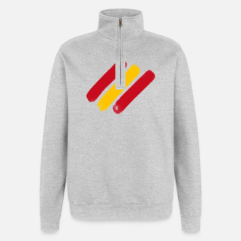 Espagne - Bandes de drapeau - Sweat à zip 1/4 - gris chiné