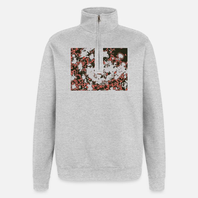 Red Nebula Abstract Pattern - Quarter-Zip Sweatshirt - heather grey