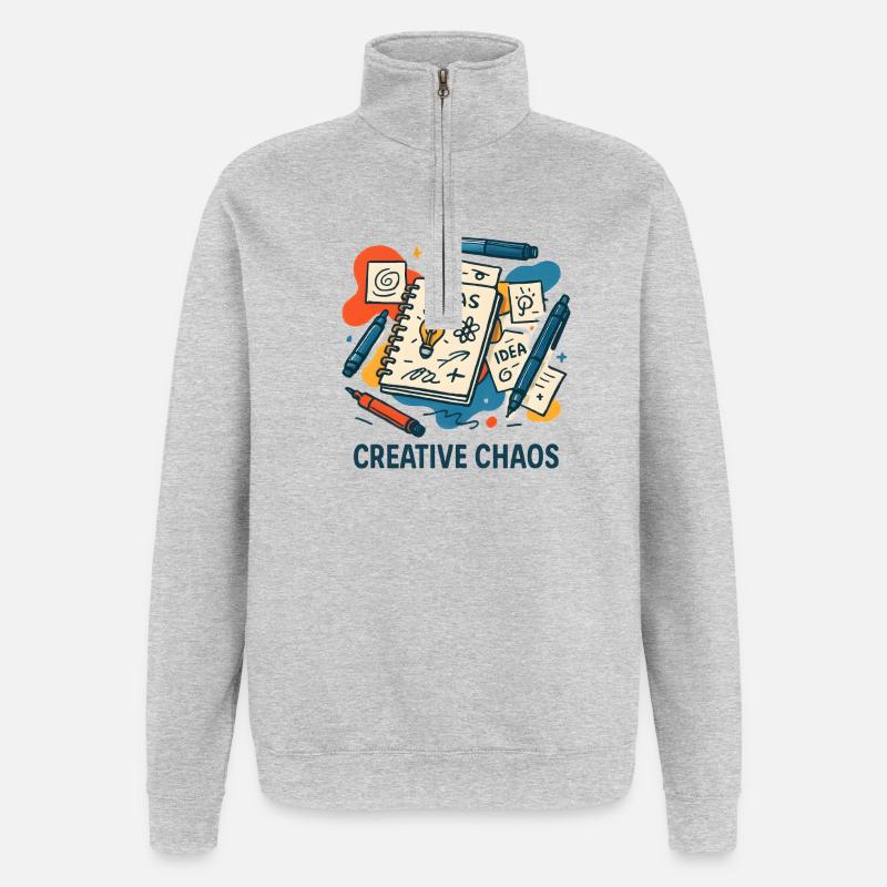 Creative Chaos Idea Book - Quarter-Zip Sweatshirt - heather grey