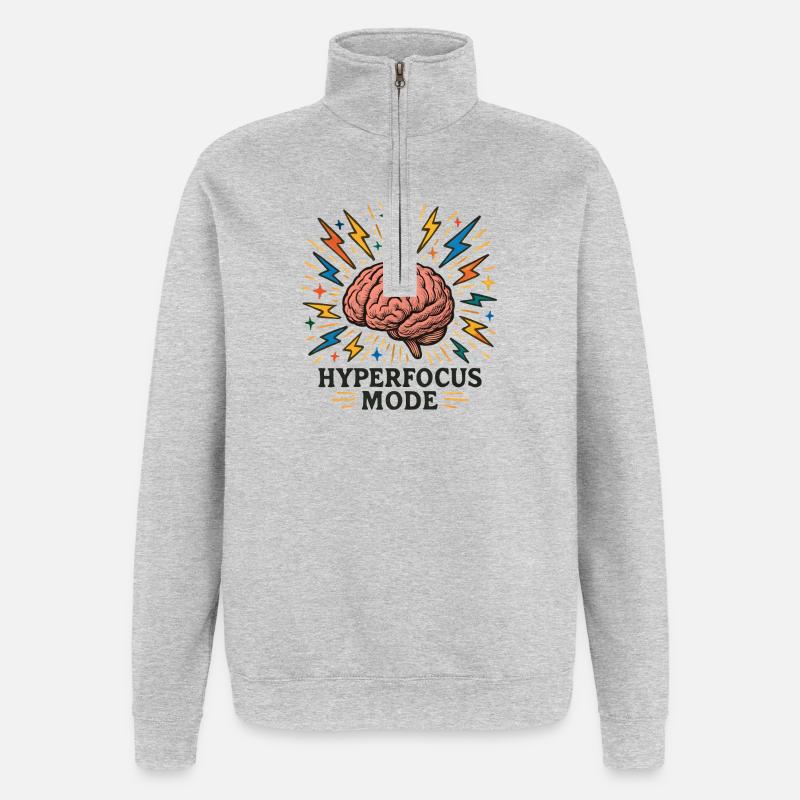 Hyperfocus Brain Power - Quarter-Zip Sweatshirt - heather grey