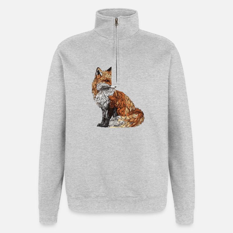 Fox - Quarter-Zip Sweatshirt - heather grey