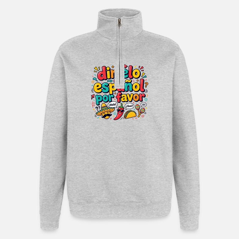 Espagnol Professeur d’espagnol Langue - Sweat à zip 1/4 - gris chiné