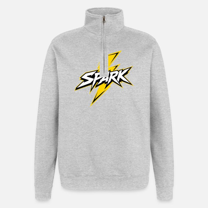 Spark Blitz Comic Logo - Quarter-Zip-Sweatshirt - Grau meliert